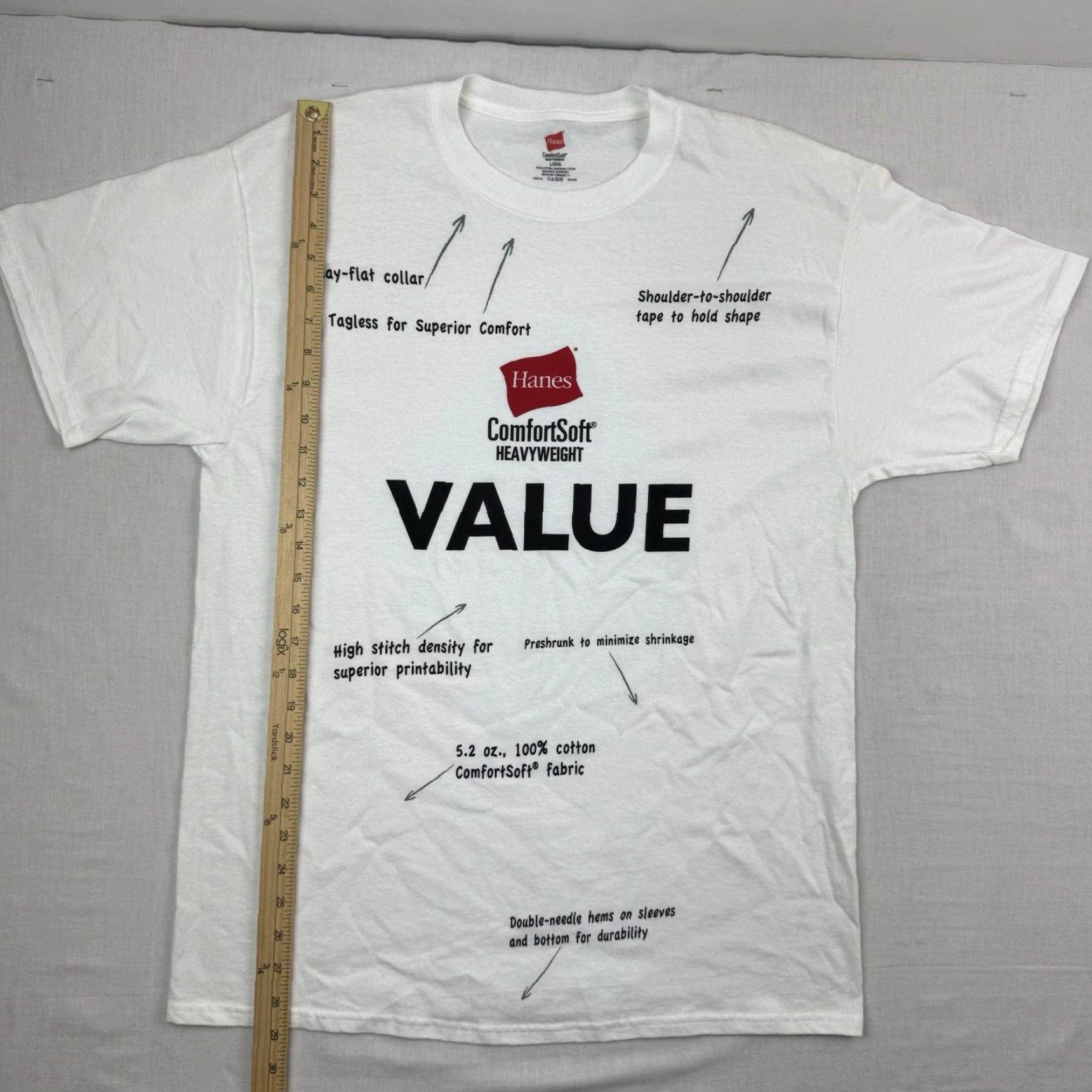 Hanes Hanes Comfortsoft Heavyweight T Shirt Classic White Crew Neck Short Sleeve Men L Premium Size US L / EU 52-54 / 3 - 5 Thumbnail