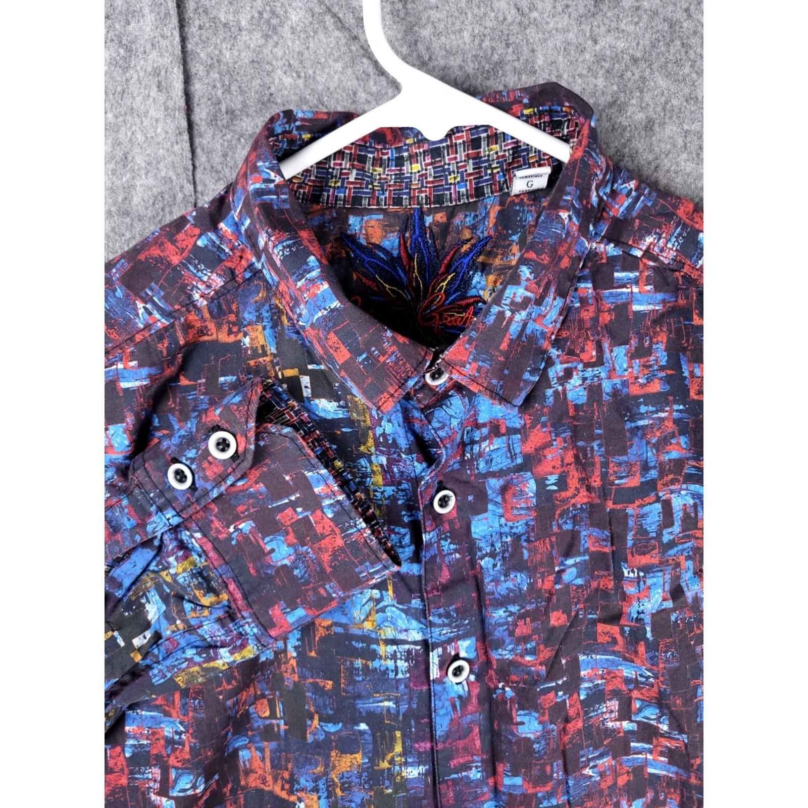 Robert Graham Robert Graham Shirt Men L Geometric Abstract Art - Button-Up, Long Sleeve, Collared, Spread Collar, Multicolor Cotton, Regular Fit, Machine Washable Size US L / EU 52-54 / 3 - 2 Thumbnail