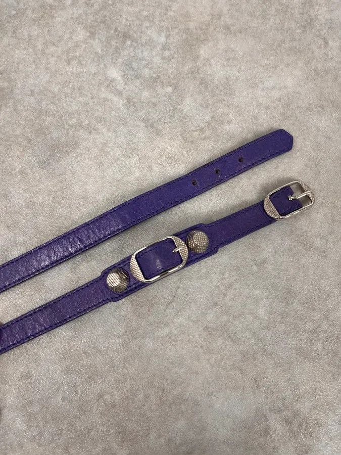 Balenciaga Balenciaga City Studded Purple Leather Bracelet Size ONE SIZE - 5 Thumbnail