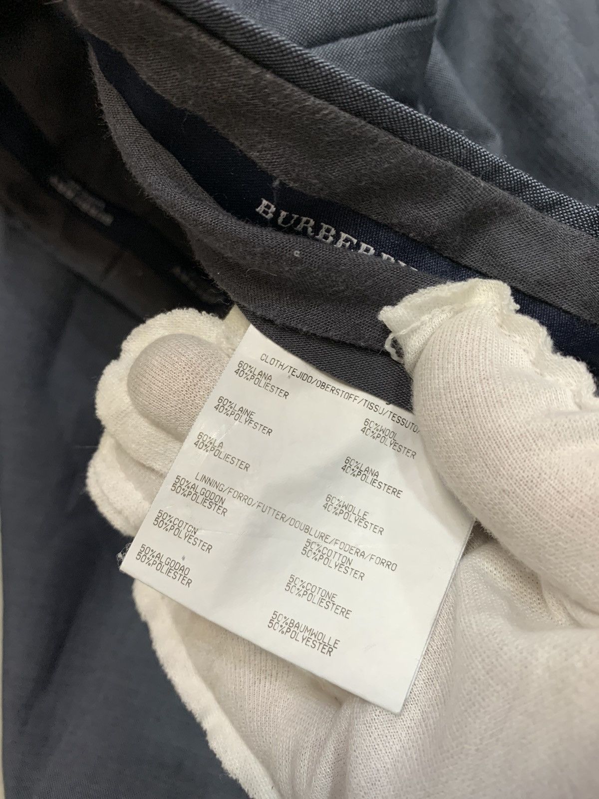 Burberry Y2k 90s Vintage Blue shimmer Burberry wool Chino trousers Size US 35 - 5 Thumbnail
