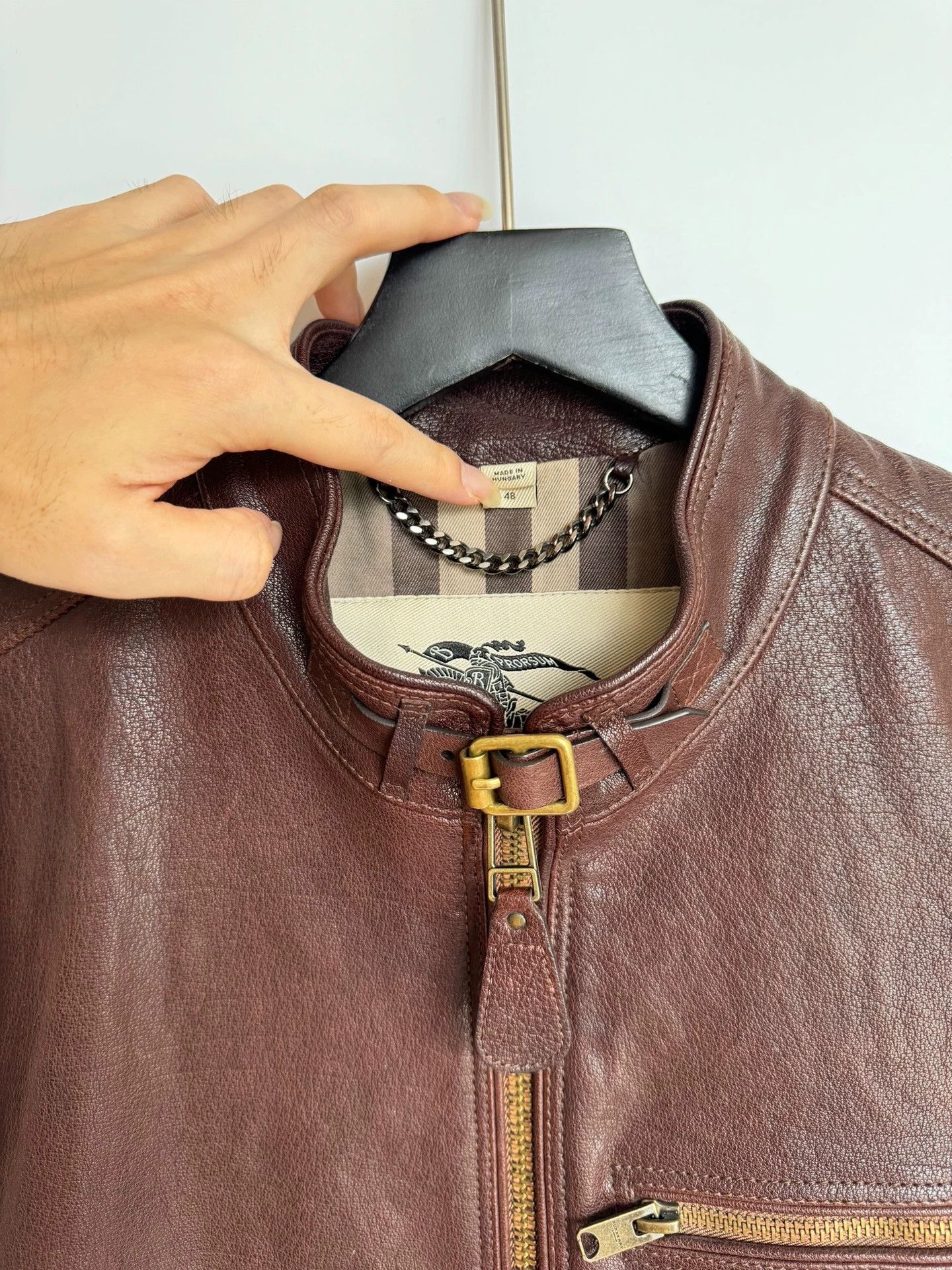 Burberry Burberry Brown Red Bison Leather Jacket 48 Size US M / EU 48-50 / 2 - 6 Thumbnail