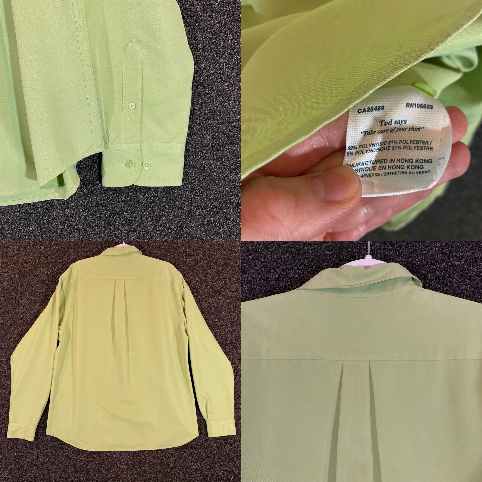 Ted Baker Ted Baker London Shirt Mens 5 Green Cream Lime Button Up Outdoors L/S Shine? Size US S / EU 44-46 / 1 - 8 Thumbnail