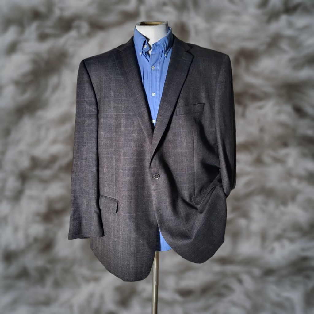 Calvin Klein Calvin Klein Sport Coat Jacket - Check Flannel Wool - 50L Multicolor - Long - Two Button - Men Size US M / EU 48-50 / 2 - 1 Thumbnail