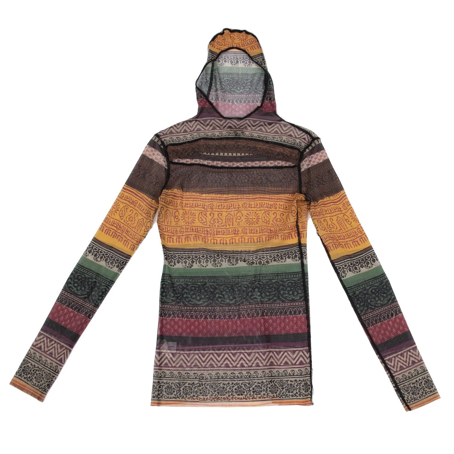 Jean Paul Gaultier Ethnic Print Power Net Hoodie Top Multi Color Size 48 Size US M / EU 48-50 / 2 - 1 Thumbnail