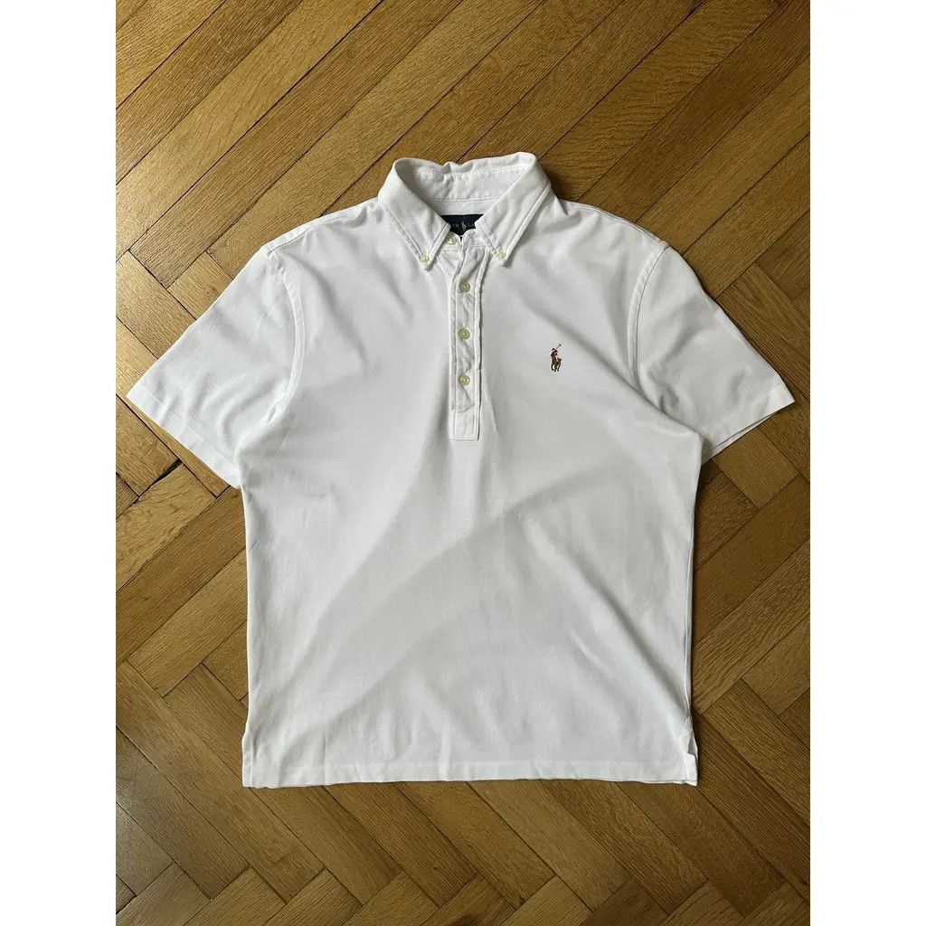 Polo Ralph Lauren Ralph Lauren White Knit Oxford Polo Shirt (Classic Logo) Size US M / EU 48-50 / 2 - 1 Thumbnail