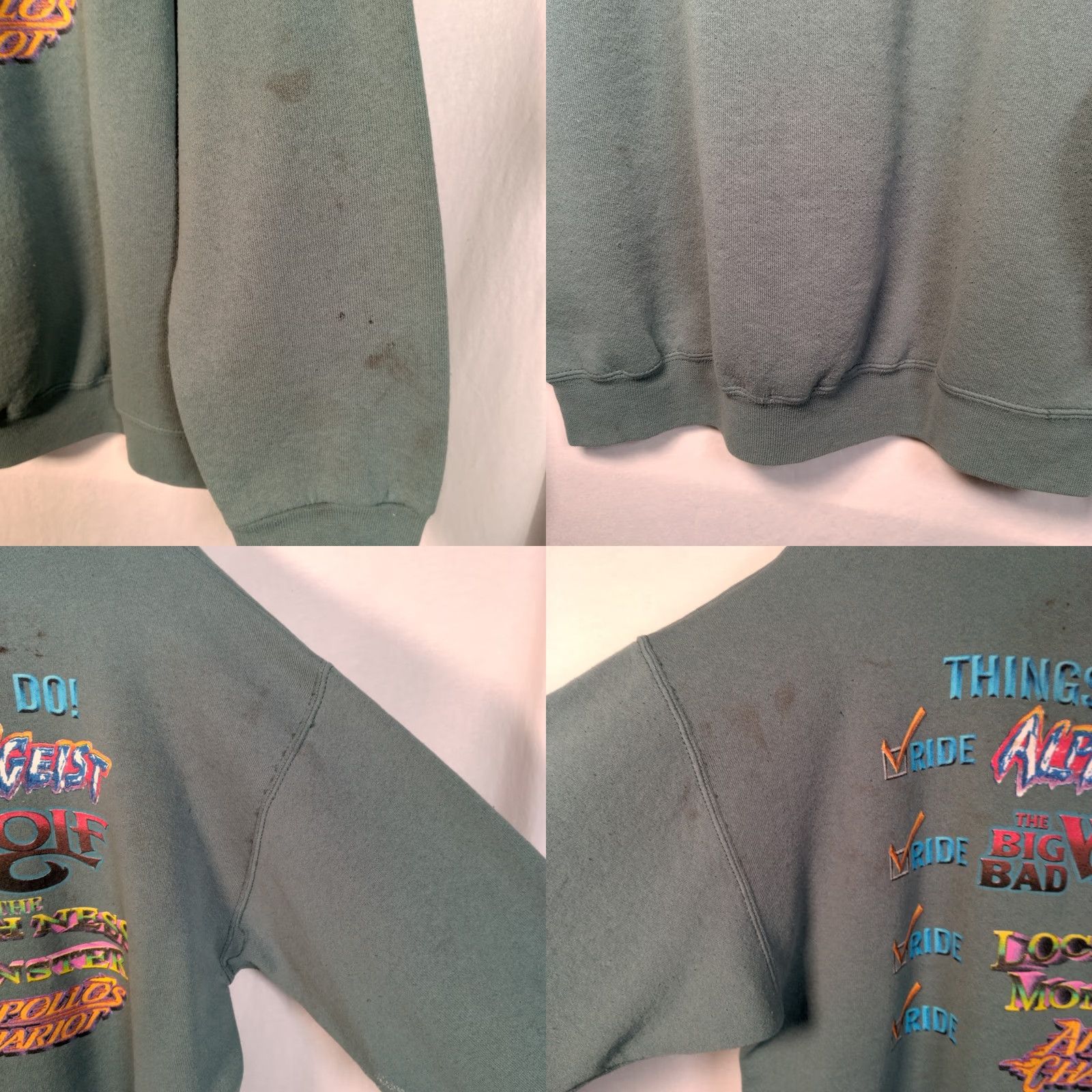 Tultex VINTAGE Tultex Sweatshirt L Men Green 90s Busch Gardens Williamsburgh VA Roller Coaster Distressed Graphic Print Pullover Crew Neck Long Sleeve Size US L / EU 52-54 / 3 - 10 Thumbnail