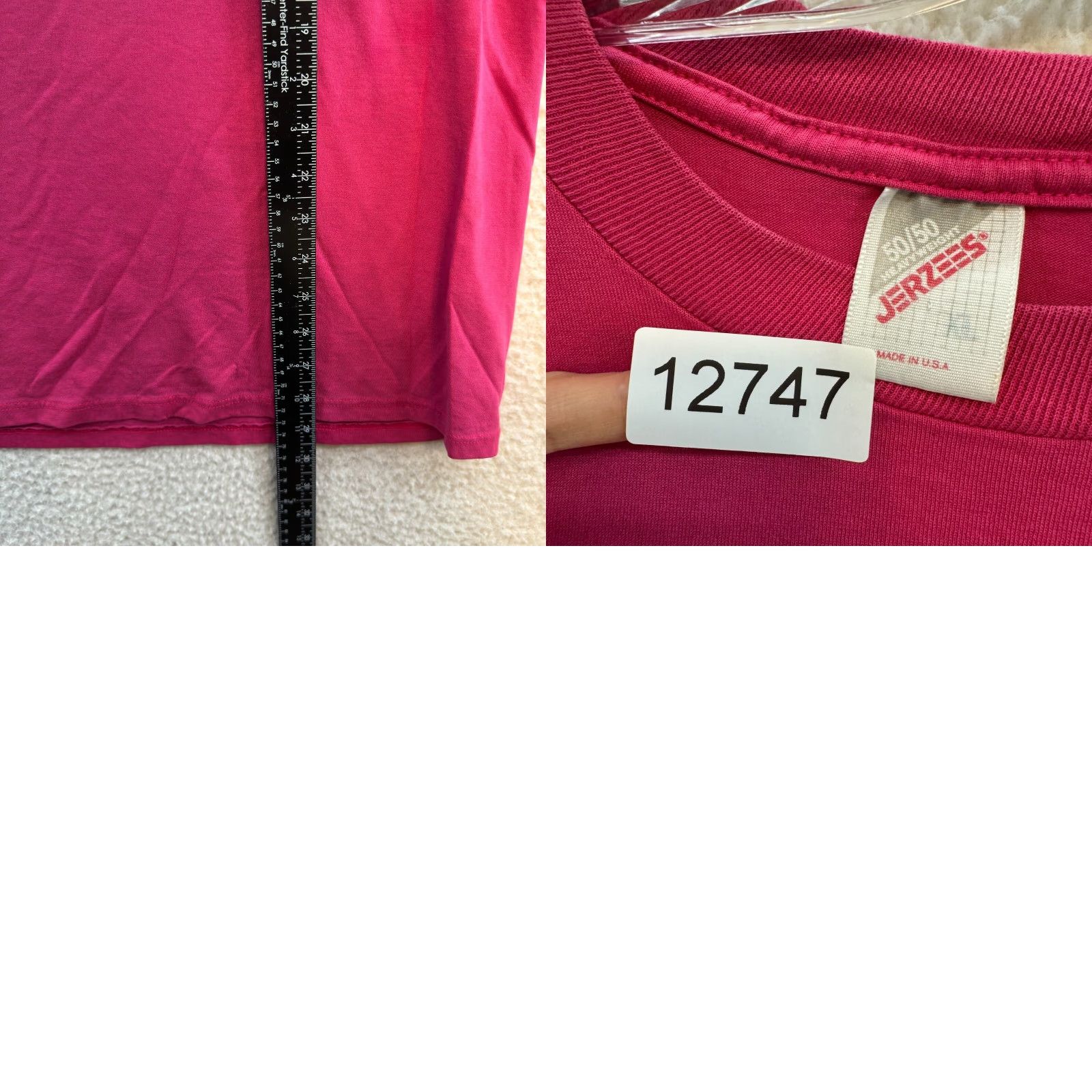 Jerzees VINTAGE Jerzees 50/50 Blank T-Shirt XL Magenta Pink Short Sleeve Crew Neck Unisex 1990s Size US XL / EU 56 / 4 - 8 Thumbnail