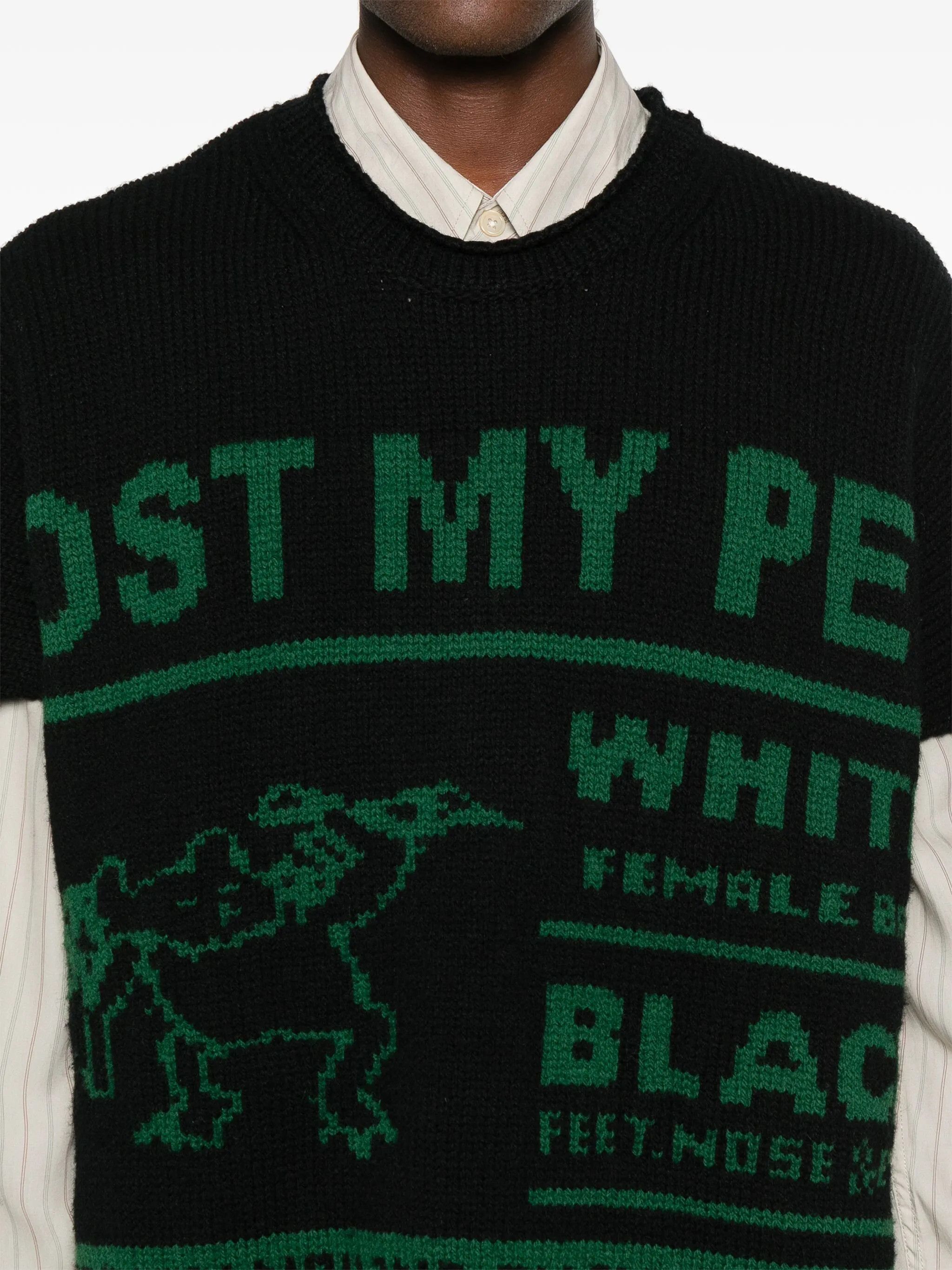 Maison Margiela oc11z0825 Jacquard Sweater in Black/Green Size US M / EU 48-50 / 2 - 5 Thumbnail
