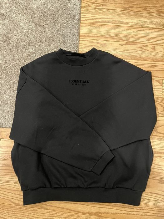 Fear of God Essentials Jet Black crewneck fw23 | Grailed