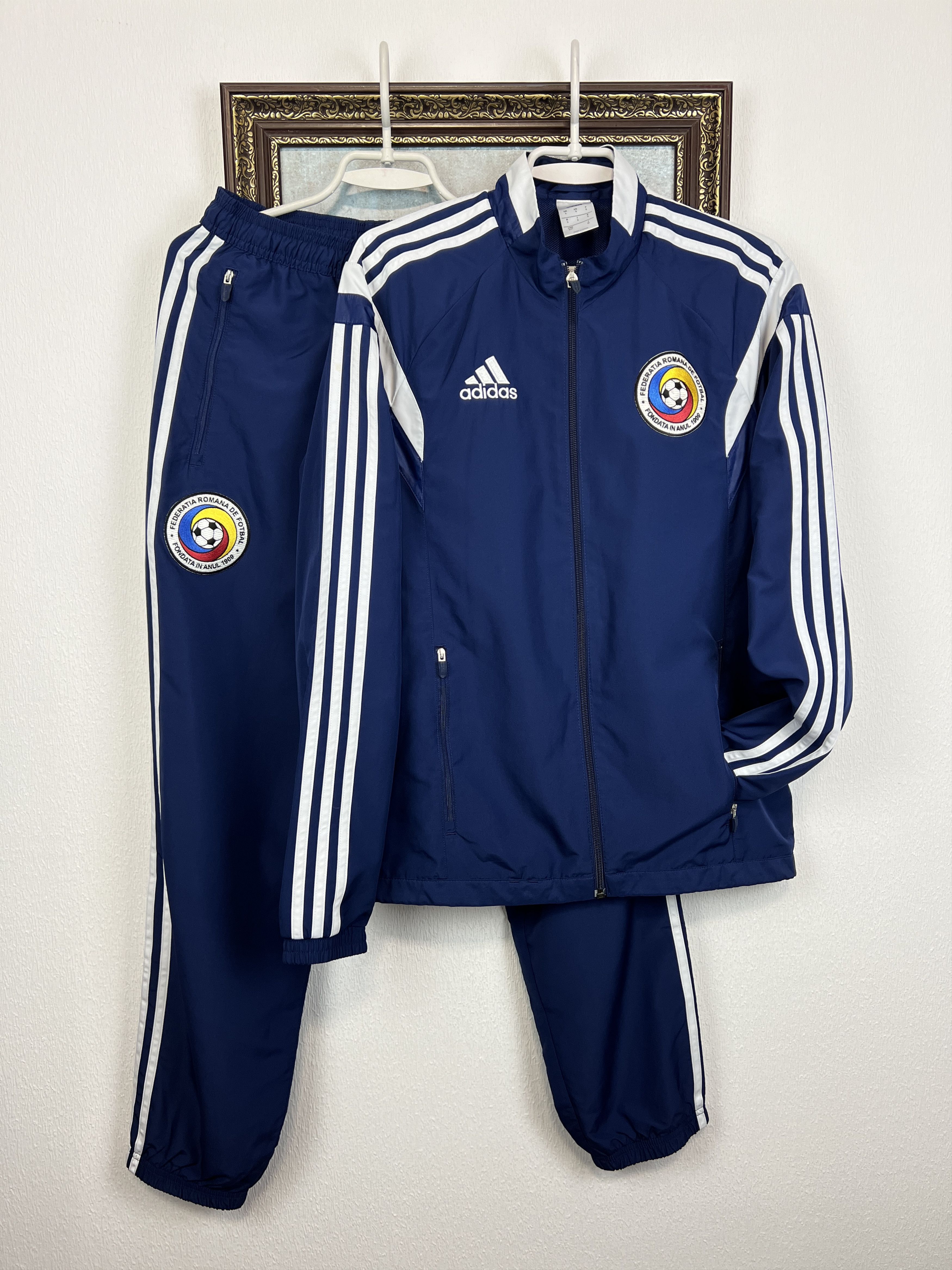 Adidas Vintage Romania Football Suit Soccer Track Set Jacket Pants Size US S / EU 44-46 / 1 - 1 Thumbnail