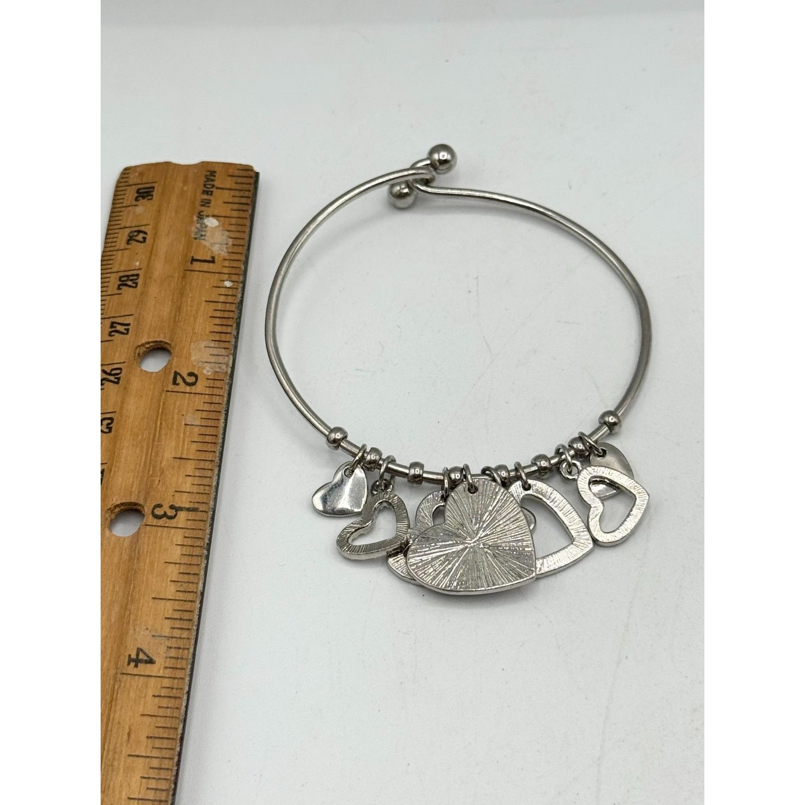 Other Love heart charm bangle silver bracelet Size ONE SIZE - 4 Thumbnail