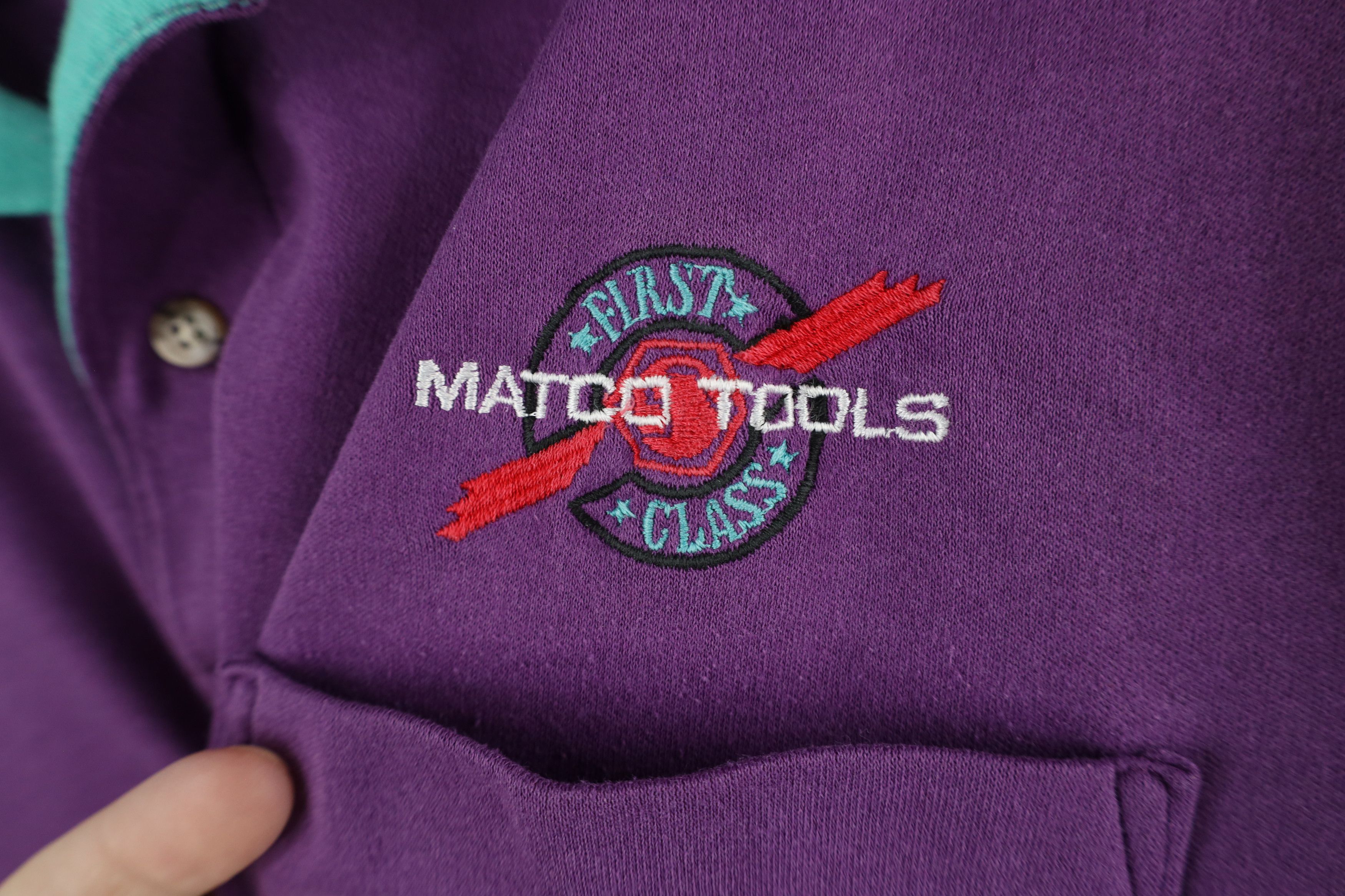 Vintage Vintage 90s Spell Out Matco Tools Polo Shirt Purple USA Size US L / EU 52-54 / 3 - 4 Thumbnail