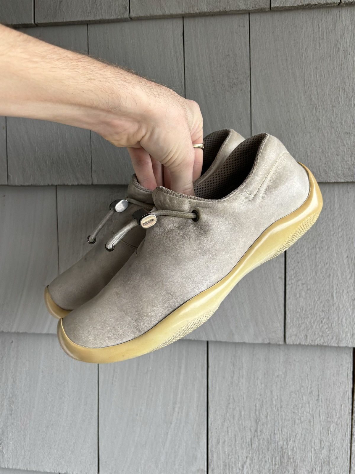Prada × Vintage 2000s Prada Linea Rossa Slip On Sneakers Womens Y2K Mules Size US 7 / IT 37 - 1 Thumbnail