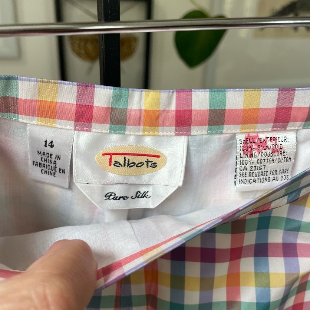Other Talbots 100% Silk Ankle Crop Colorful Plaid Pants 14 Size 36" / US 14 / IT 50 - 4 Thumbnail