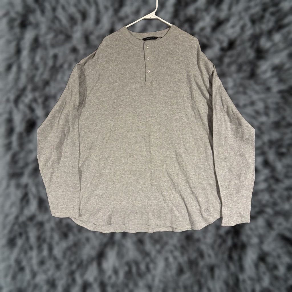 Sean John VINTAGE Sean John Mens Waffle Knit Henley Shirt 3XB Streetwear Hip Hop Dexter Morgan Gray Long Sleeve Cotton Knit T-Shirt Mens Size US XXL / EU 58 / 5 - 1 Thumbnail