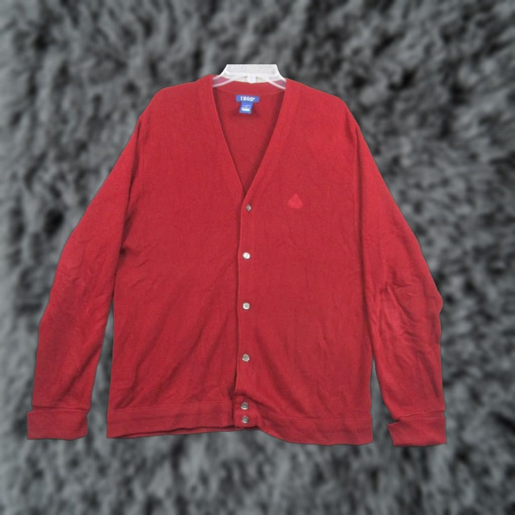 Izod VINTAGE IZOD Cardigan Sweater Men’s XL Red Grandpa Preppy Made in USA Size US XL / EU 56 / 4 - 1 Thumbnail