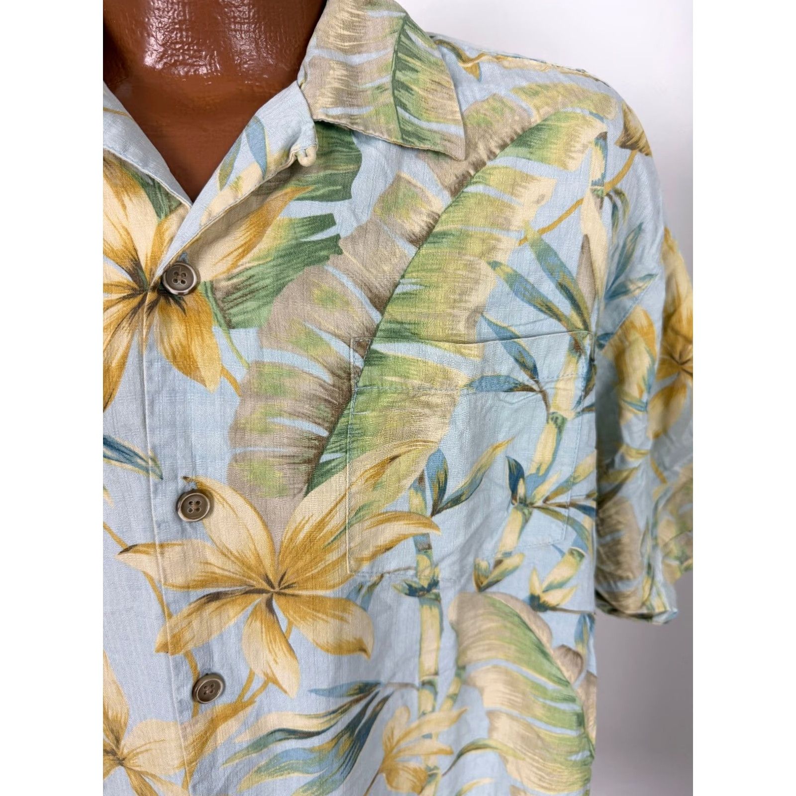 Tommy Bahama Tommy Bahama Shirt Men Large Silk Hawaiian Bamboo Floral Leaf Camp Collar Aloha Shirt Size US L / EU 52-54 / 3 - 3 Thumbnail