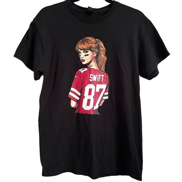 Gildan Taylor Swift Black 87 Travis Kelce Tshirt - Medium Size M / US 6-8 / IT 42-44 - 8 Thumbnail