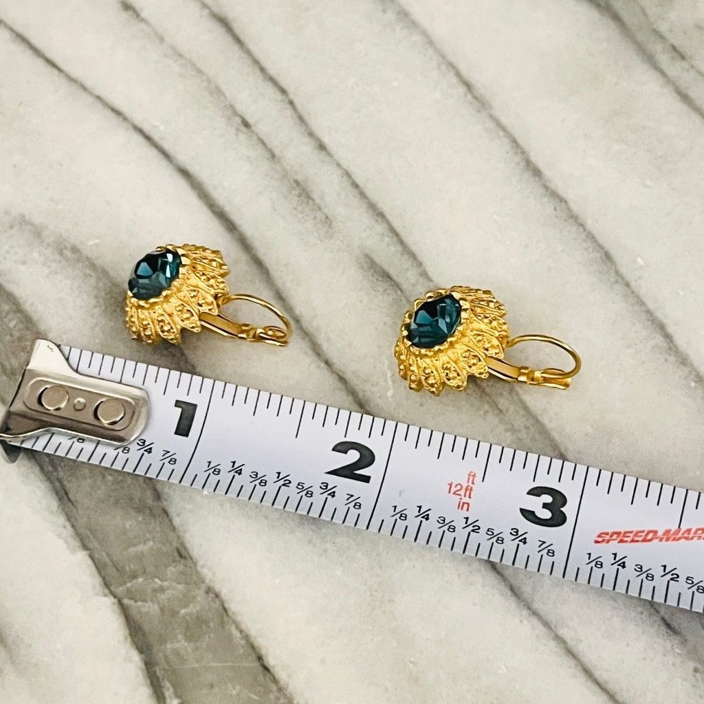 Vintage Vintage Teal Crystal Drop Earrings Gold Tone Metal Size ONE SIZE - 8 Thumbnail