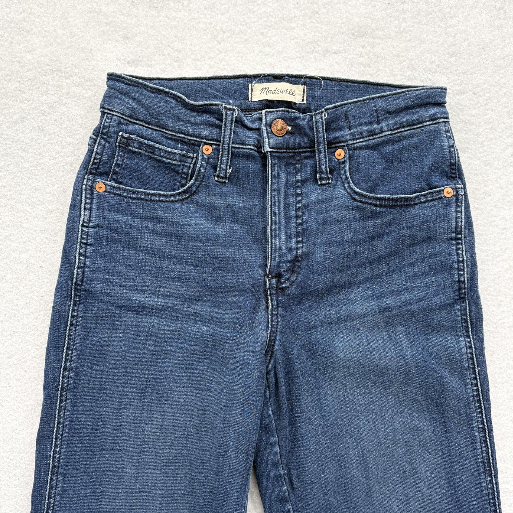 Madewell Madewell Jeans Womens 27 Blue Medium Wash Slim Stretch Denim Mid-Rise Stovepipe 5-Pocket Zipper Button Size 27" / US 4 / IT 40 - 2 Thumbnail