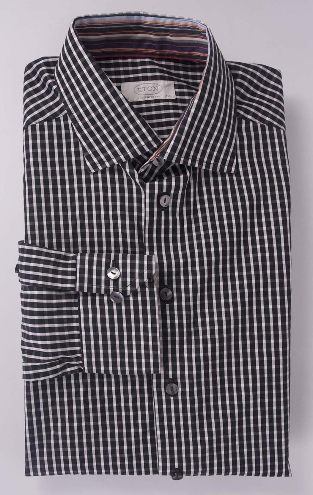 Eton Eton Shirt Contemporary Black Gray Plaid Size 15.75 /40 Size 40R - 1 Thumbnail