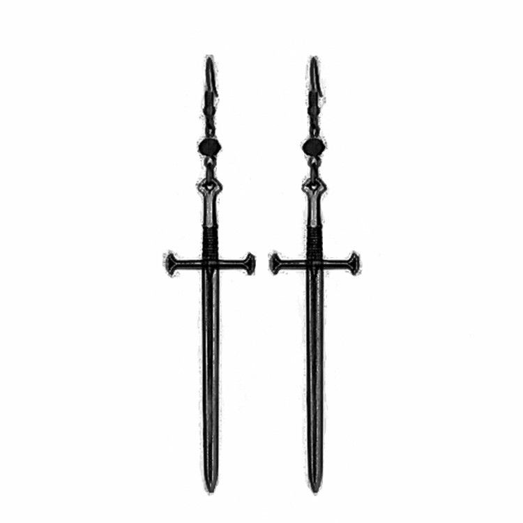 Jewelry Sword Future Earrings One Pairs Chrome Jewelry Size ONE SIZE - 2 Thumbnail