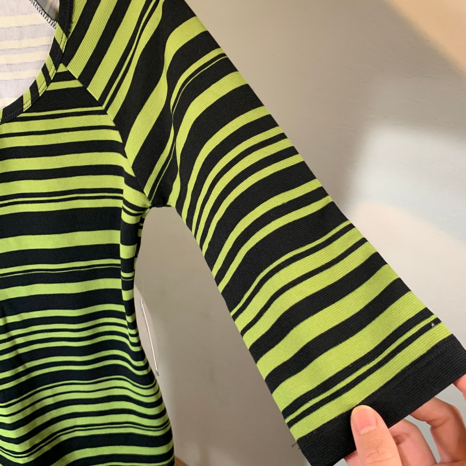 Other Bebop Women’s Dress Green Striped 3/4 Sleeve Dress Size M / US 6-8 / IT 42-44 - 6 Thumbnail