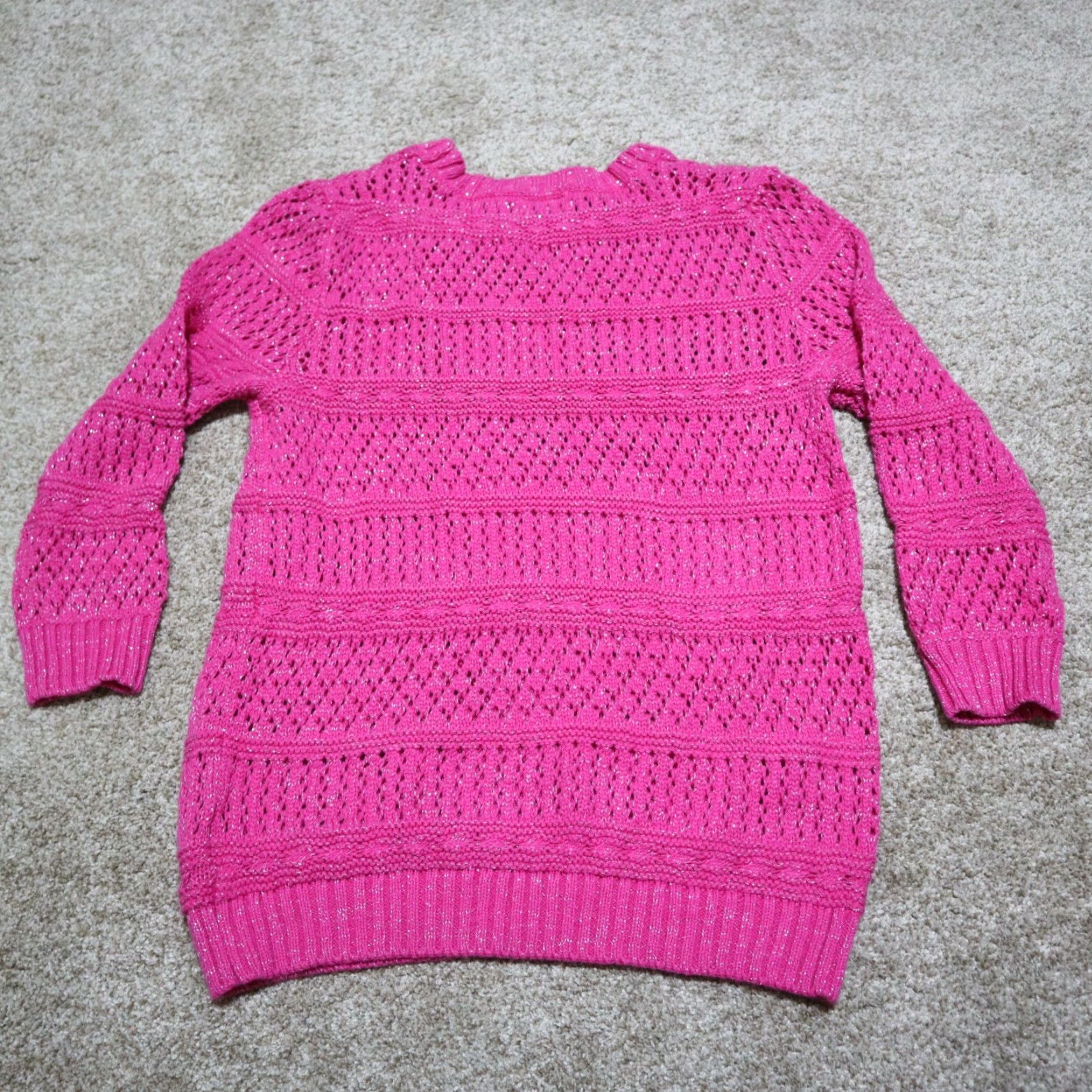 Pinko Kim Rogers Sweater Women's M Pink Knit Cable-Knit V-Neck Long Sleeve Pullover Adult Womens Size M / US 6-8 / IT 42-44 - 7 Thumbnail