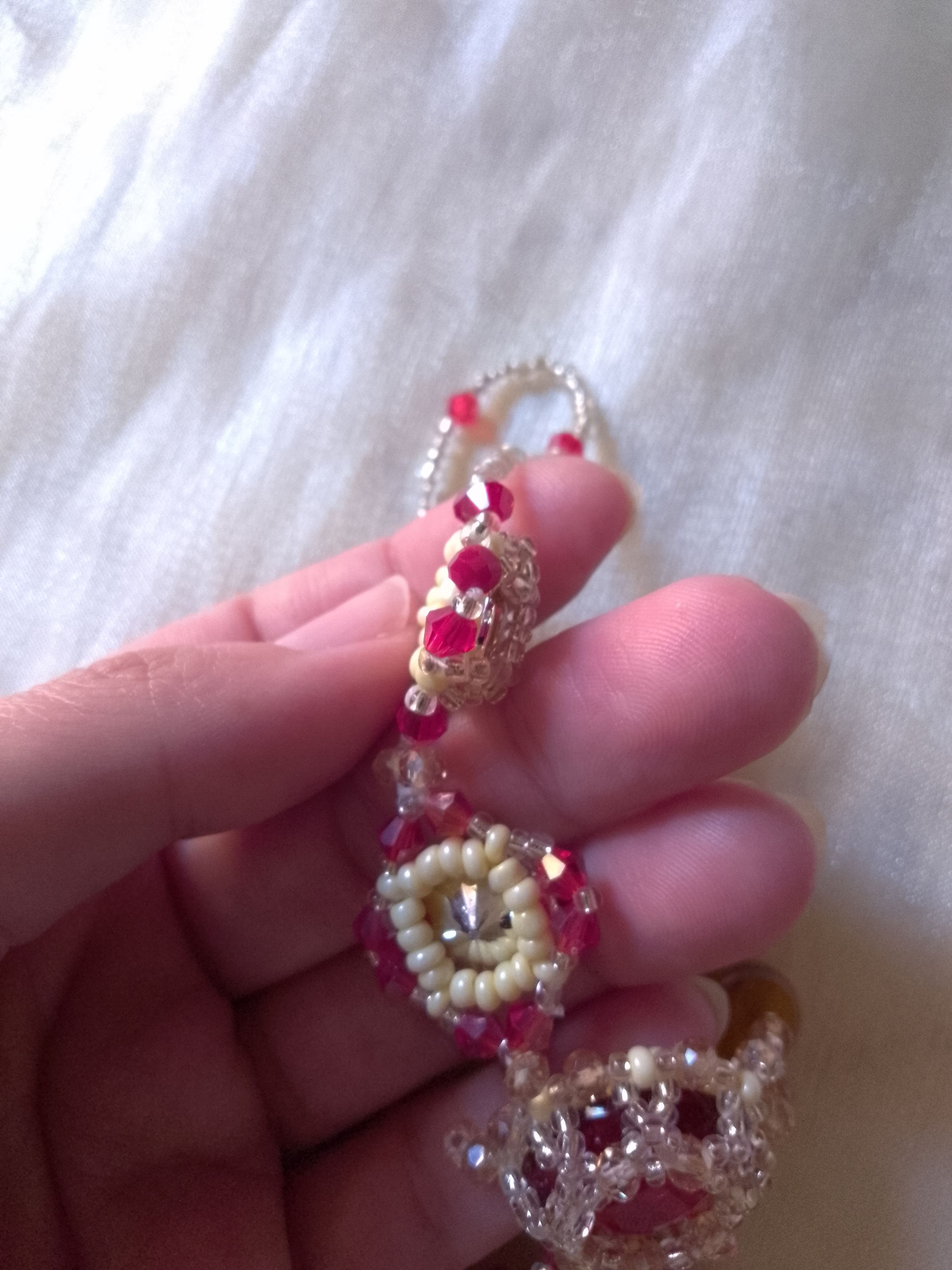 Handmade Necklace Zircons Red amber with naturale jade gemstone Size ONE SIZE - 8 Thumbnail