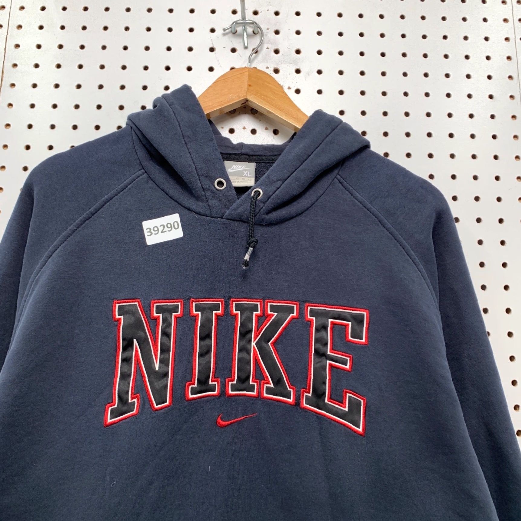 Nike VTG Nike Center Swoosh Hoodie Mens XL Blue Red Embroidered 25x27.5 Pullover Sweatshirt, Fleece, Classic Logo, 90s Style Size US XL / EU 56 / 4 - 7 Thumbnail