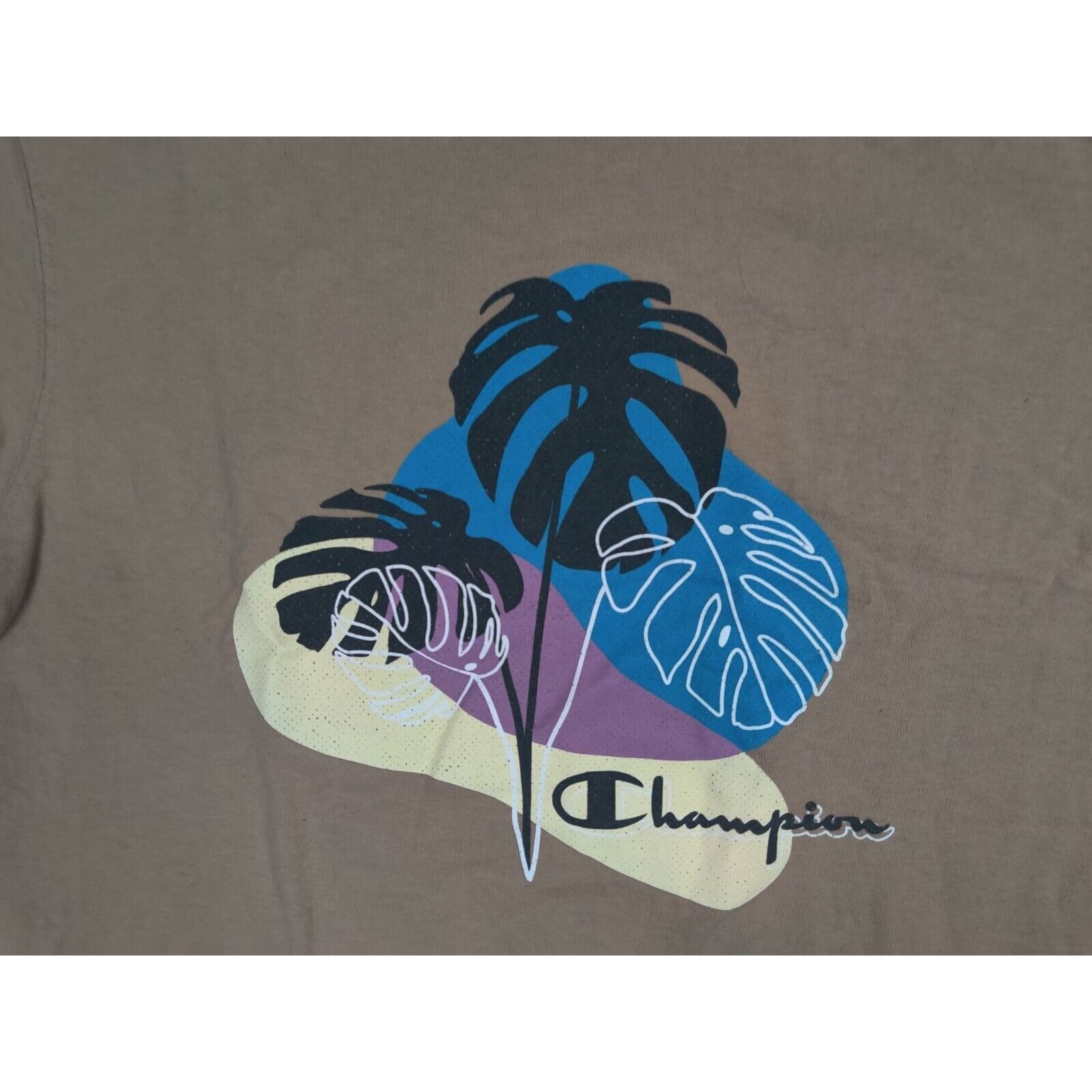 Champion Champion Shirt Adult Mens Medium Tan Floral Spell Out Logo Size US M / EU 48-50 / 2 - 2 Thumbnail
