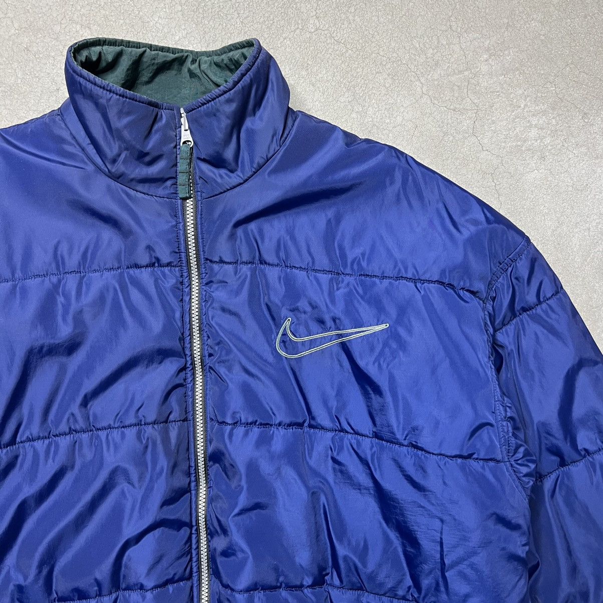 Vintage 90s Vintage Nike Reversible Puffer Green & Navy Size US L / EU 52-54 / 3 - 3 Thumbnail