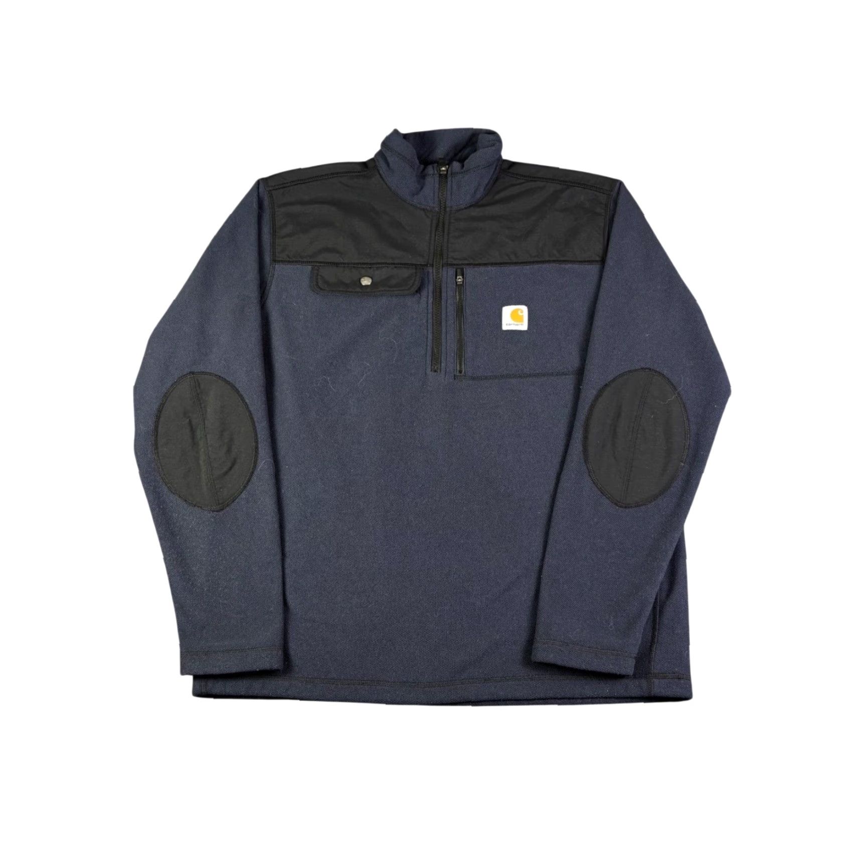 Carhartt Carhartt Mens Relaxed Fit Quarter Zip Pullover Sweater Navy Blue Medium Mock Size US M / EU 48-50 / 2 - 2 Thumbnail