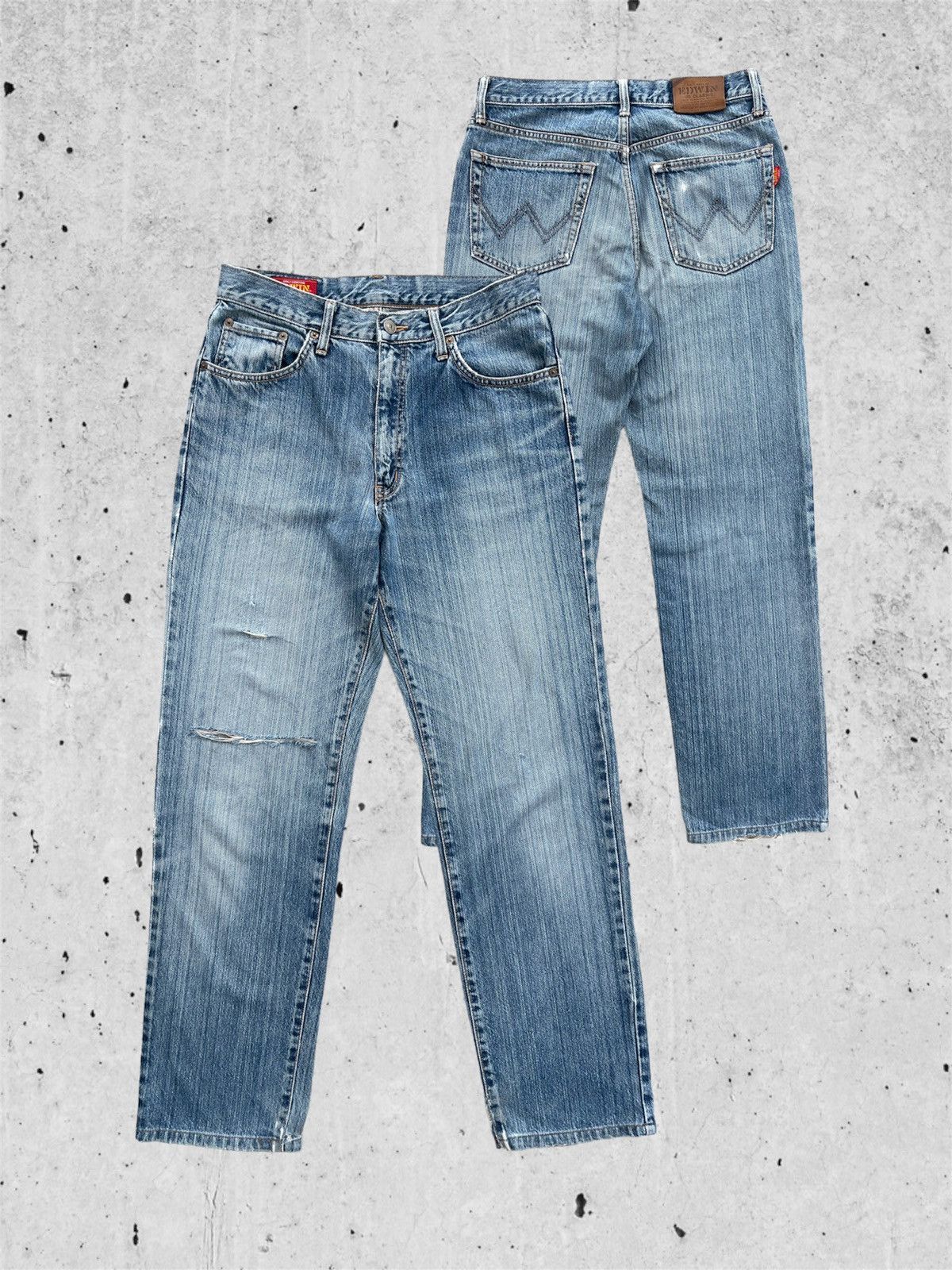 Edwin × Japanese Brand 🔥 Edwin Us Classic Light Blue Distressed Denim W29🔥 Size US 29 - 1 Thumbnail