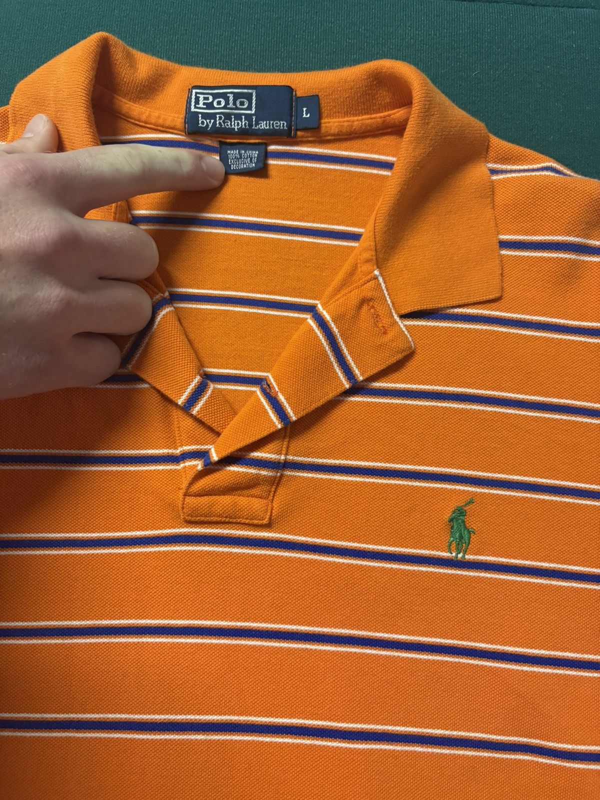 Polo Ralph Lauren Polo Ralph Lauren Striped Polo Shirt Orange Size L Size US L / EU 52-54 / 3 - 3 Thumbnail