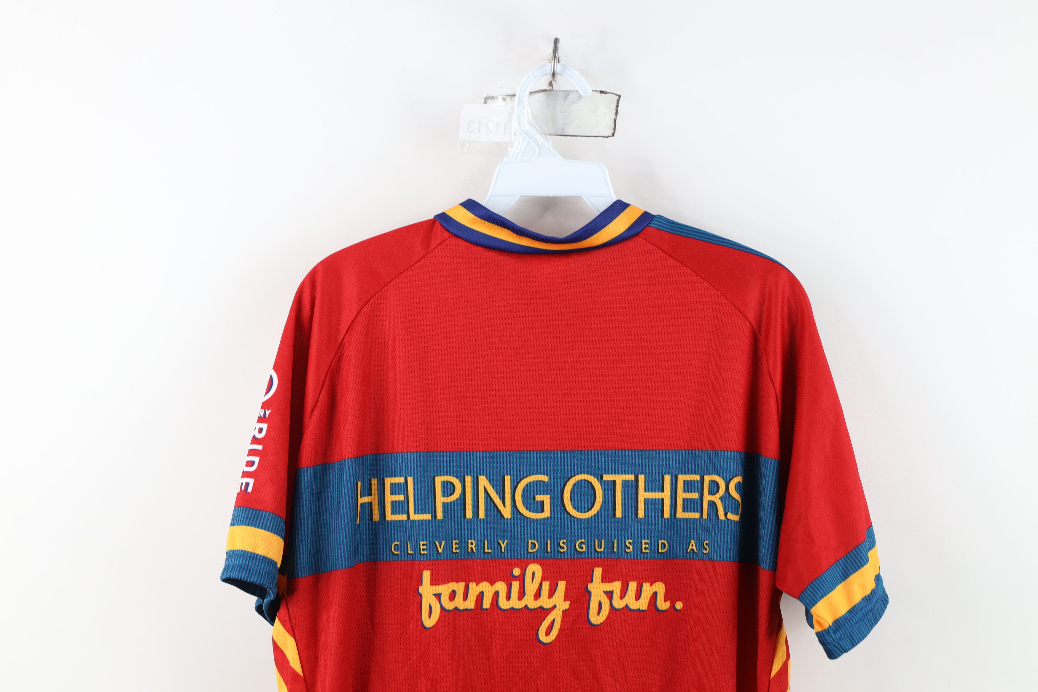 Vintage Vintage for AIDS Club Raglan Bicycle Cycling Jersey USA Red Size US L / EU 52-54 / 3 - 15 Thumbnail