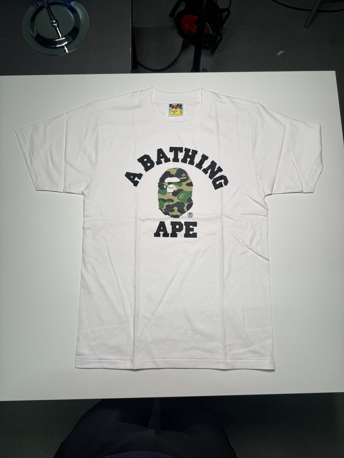 Bape A Bathing Ape (BAPE) College Logo Tee (White/Camo Ape Head) Size US S / EU 44-46 / 1 - 2 Thumbnail