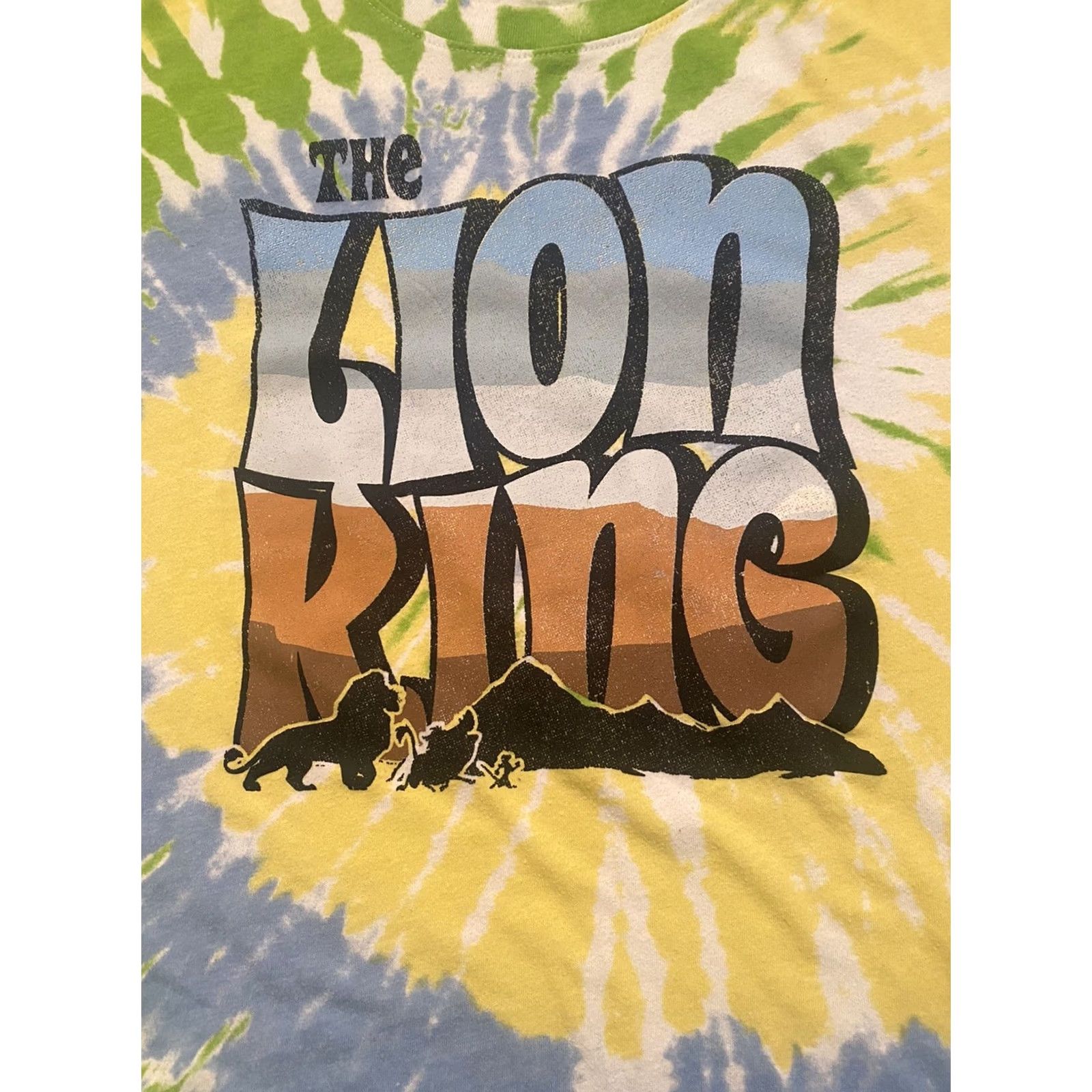Disney Disney The Lion King Tie Dye T-Shirt Womens LG Yellow Green Blue Multicolor 2000s Y2K Tie Dye Shirt Women XL Size XL / US 12-14 / IT 48-50 - 2 Thumbnail