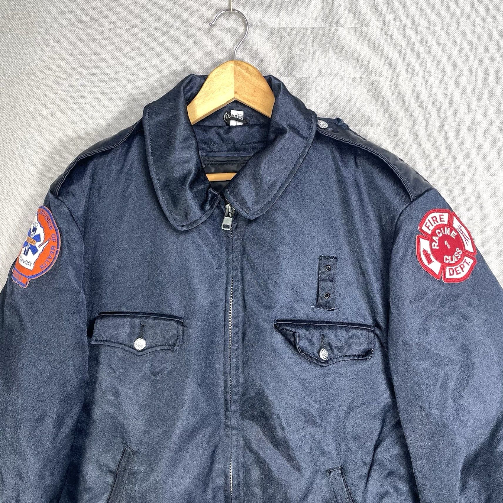 Vintage VINTAGE Blauer Jacket 80s Motorcycle Jacket Mens Size 44 Short Blue Fire Department Racine Wisconsin Size US 44 / EU 60 - 2 Thumbnail
