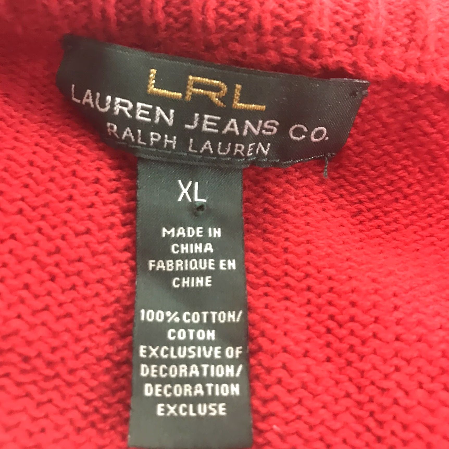 CO Ralph Lauren Red Tight Knit Sweater Womens Size XL Crew Neck Long Sleeve Classic Size XL / US 12-14 / IT 48-50 - 5 Thumbnail