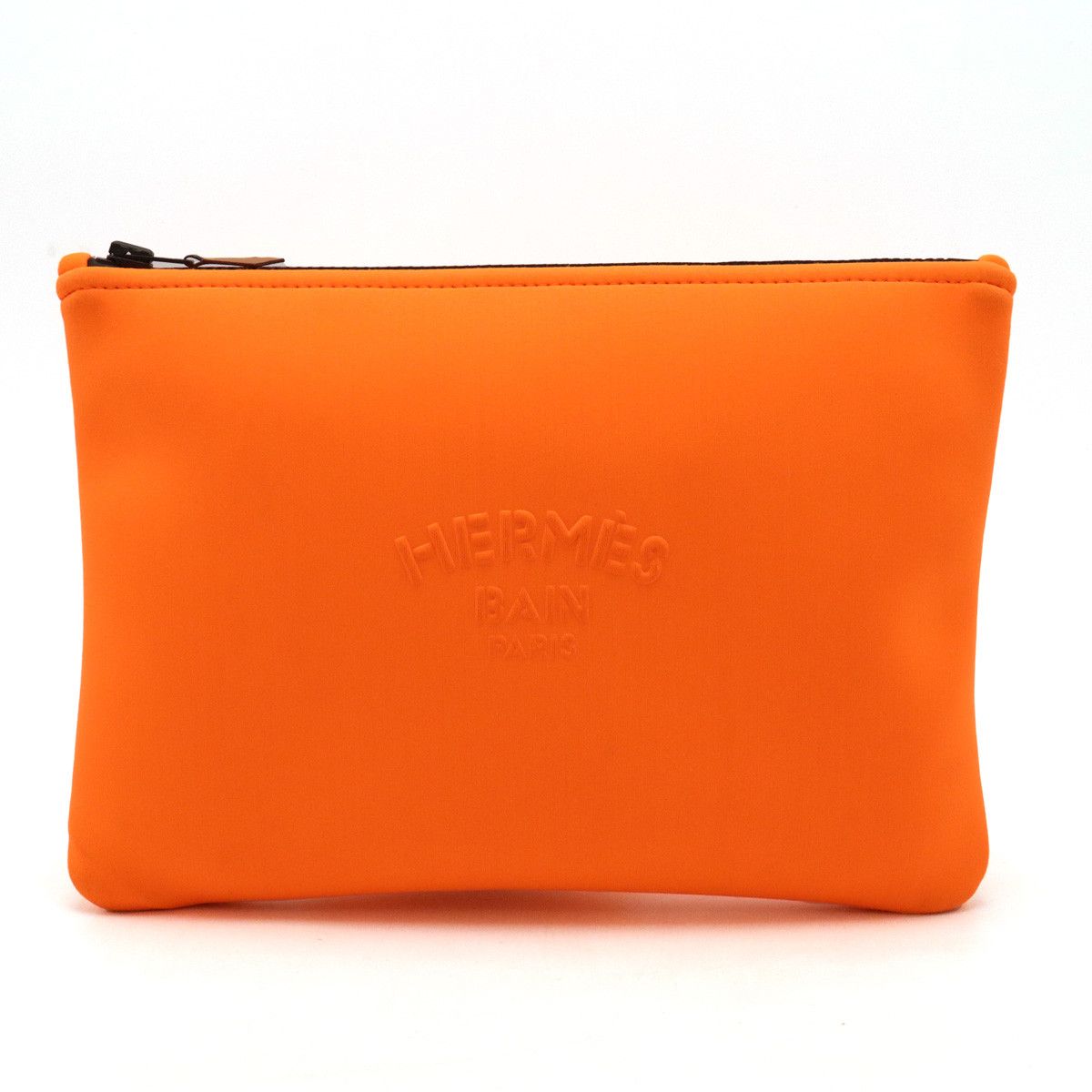 Other Other HERMES Neobain MM Clutch Bag Polyamide Orange Black Canvas Clutch Bag in Very Good Condition Size ONE SIZE - 1 Thumbnail