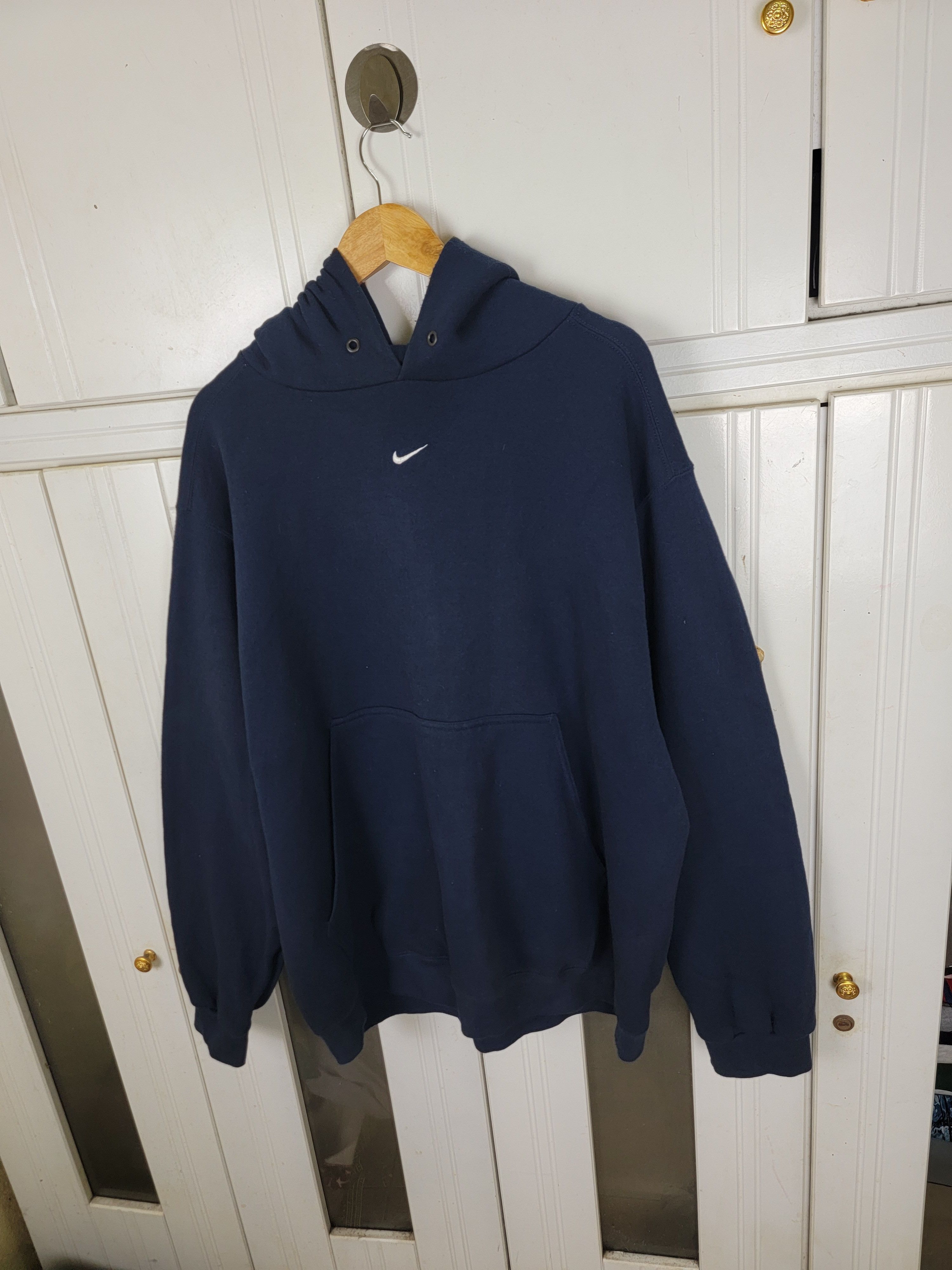 Nike × Vintage Vintage 90s Nike Center Swoosh Hoodies Size US L / EU 52-54 / 3 - 3 Thumbnail