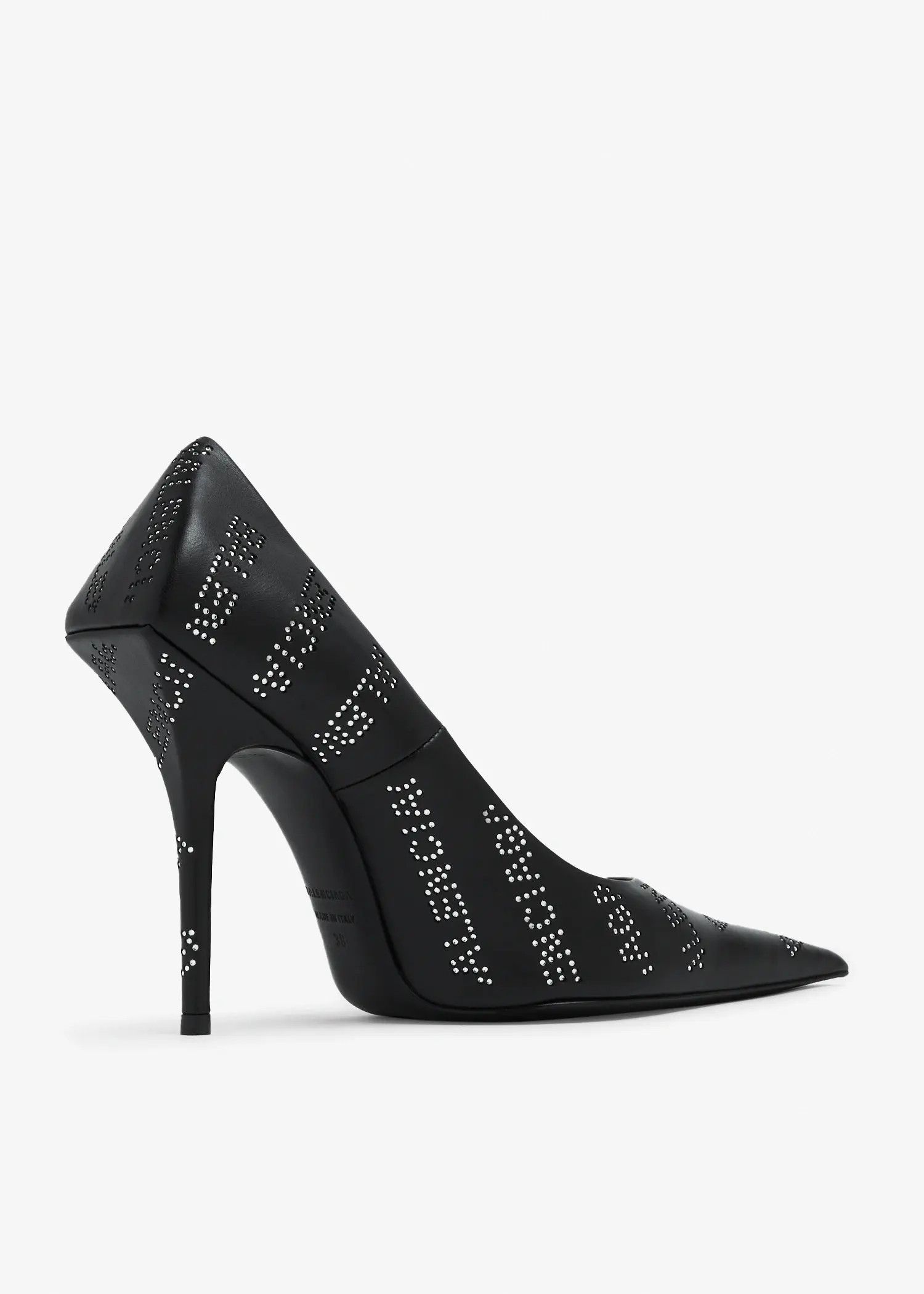 Balenciaga o1tr1nto1125 Square Knife 110mm Pumps With Rhinestones Black Size US 5 / IT 35 - 3 Thumbnail