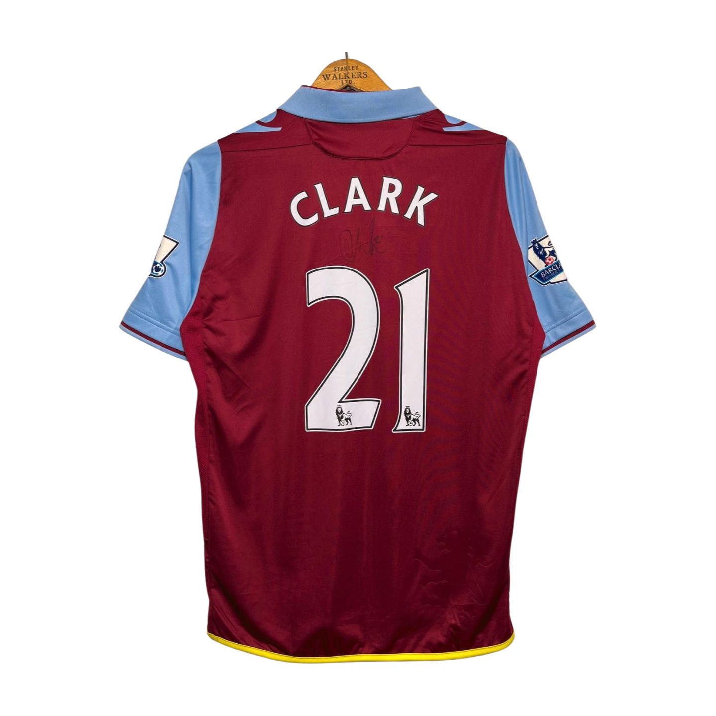 Macron Aston Villa FC 2012 Signed Clark #21 Home Macron Jersey M Size US M / EU 48-50 / 2 - 3 Thumbnail