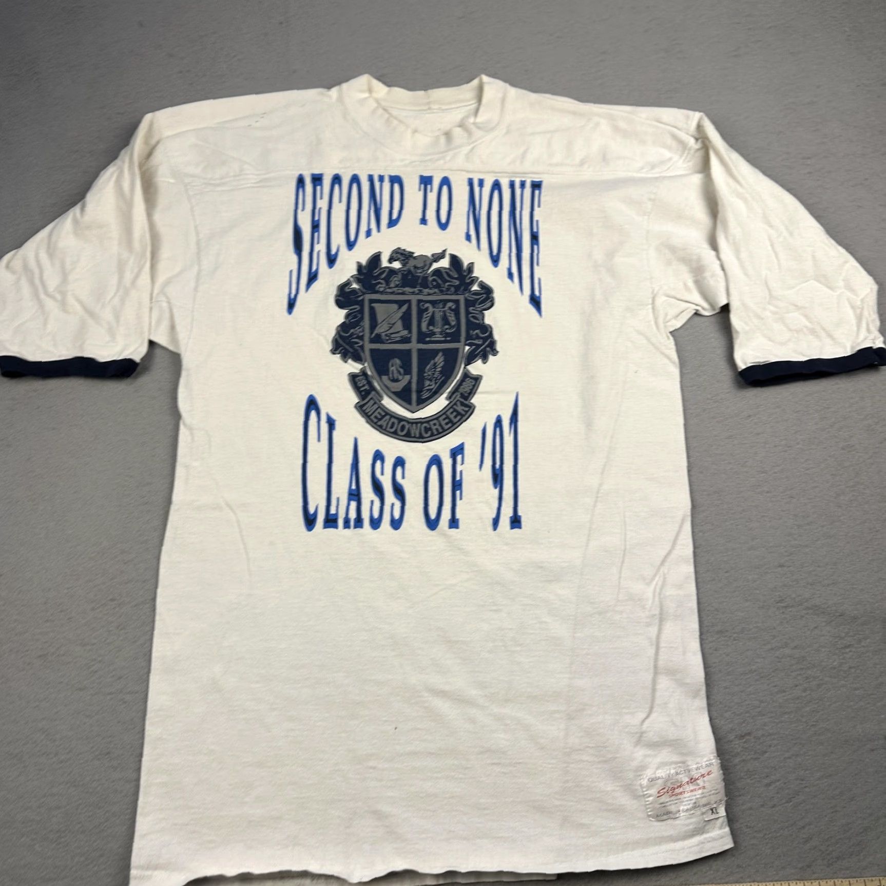 Vintage VINTAGE Meadowcreek High School Shirt Mens XL White Class Of 91 Seniors 90s Nike? Size US XL / EU 56 / 4 - 3 Thumbnail