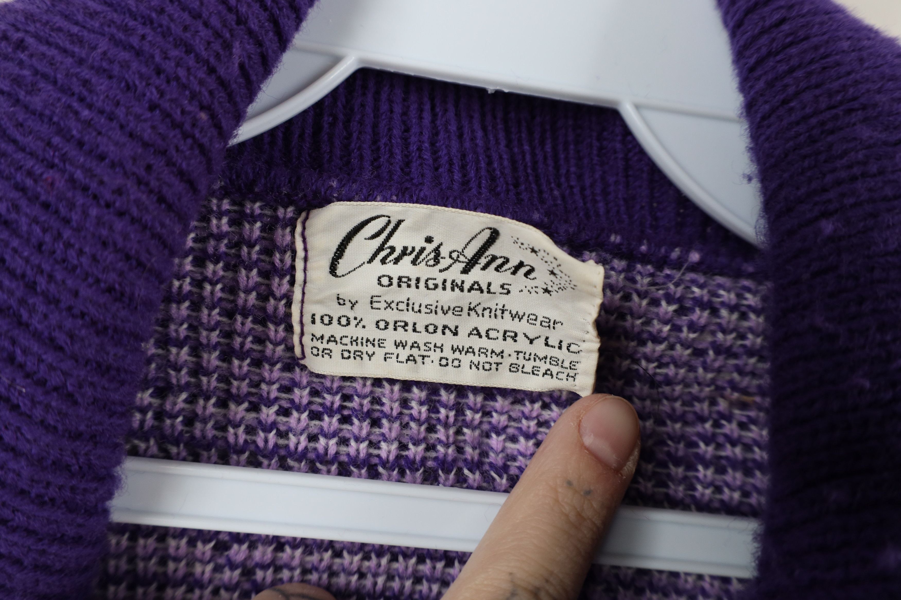 Vintage Vintage 70s Fairy Kei Kawaii Heart Knit Sweater Cape Purple Size ONE SIZE - 8 Thumbnail