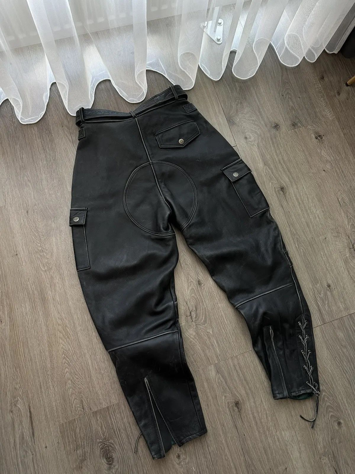 Genuine Leather × Vintage Vintage Genuine Leather Chicago Moto Cargo Black Pants Size US 34 / EU 50 - 13 Thumbnail