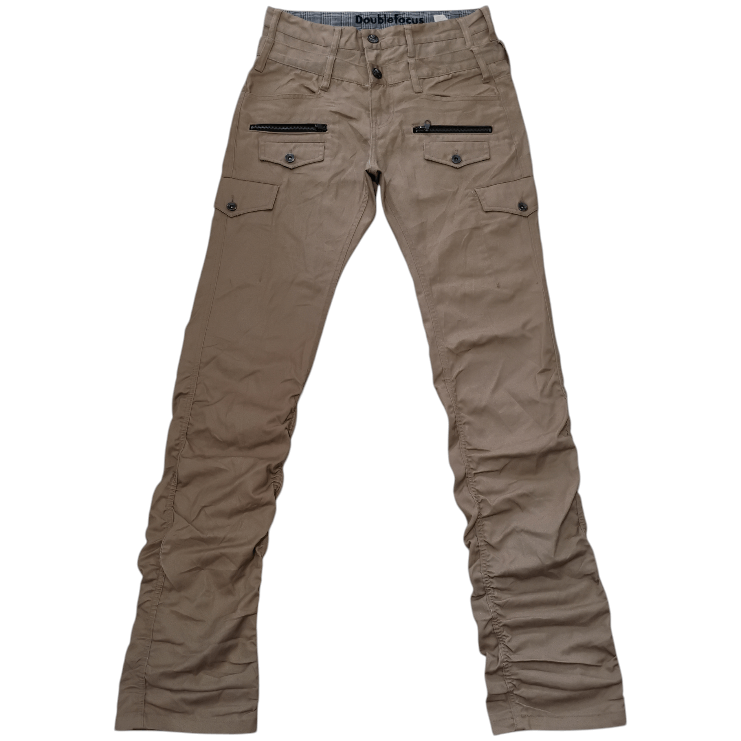 Japanese Brand Double Focus Double Waist Mutipocket Cargo Ruched Pants Size US 31 - 1 Thumbnail