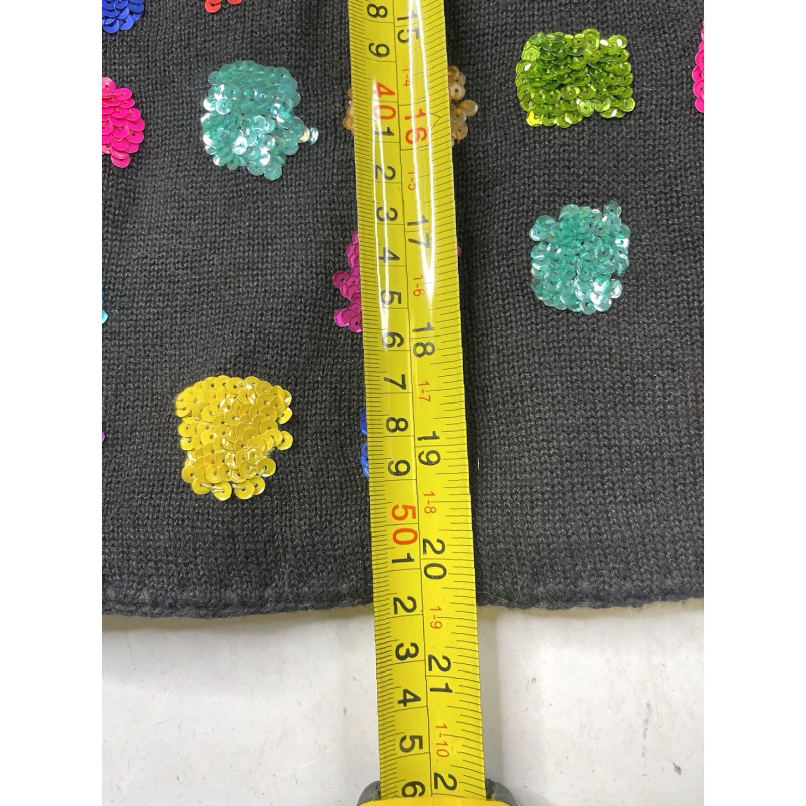 Simons VINTAGE Michael Simon Sequin Knit Sweater 3/4 Sleeve Black Medium Women Sweater Pullover Christmas USA Embellished Beaded Embroidered Sequin Size M / US 6-8 / IT 42-44 - 6 Thumbnail