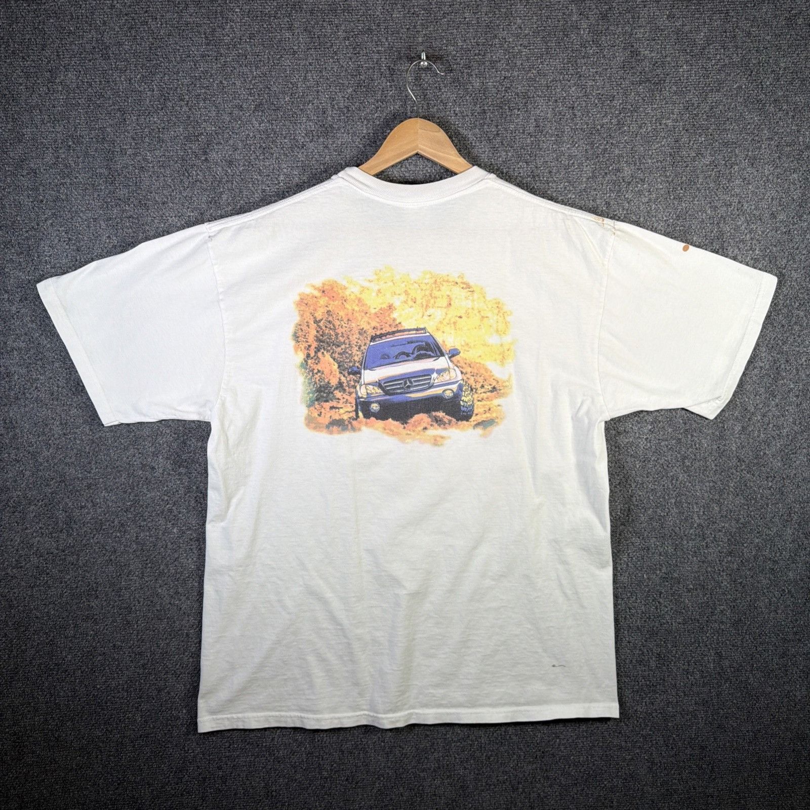 Mercedes-Benz Vintage Mercedes Benz Shirt Mens XL White 90s Offroad Car Size US XL / EU 56 / 4 - 1 Thumbnail
